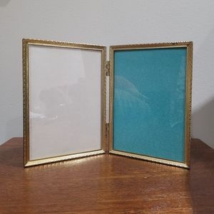 Vintage MCM Brass Bifold Picture frame